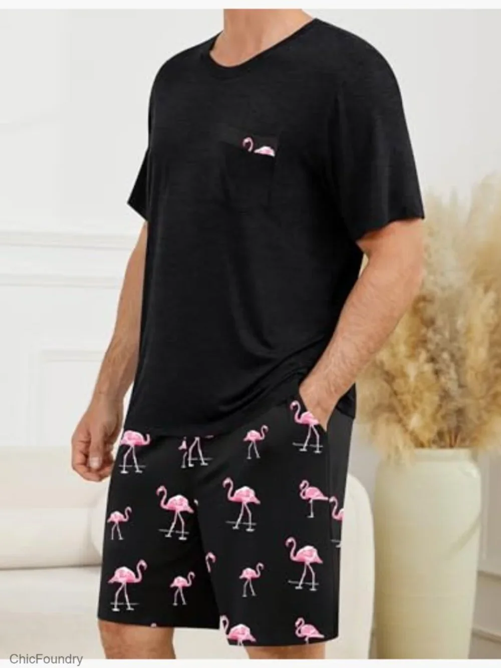 Men's Short Sleeve Pajama Set Soft Comfy Loungewear 2 Piece Sleepwear Summer - Picture 3 of 7